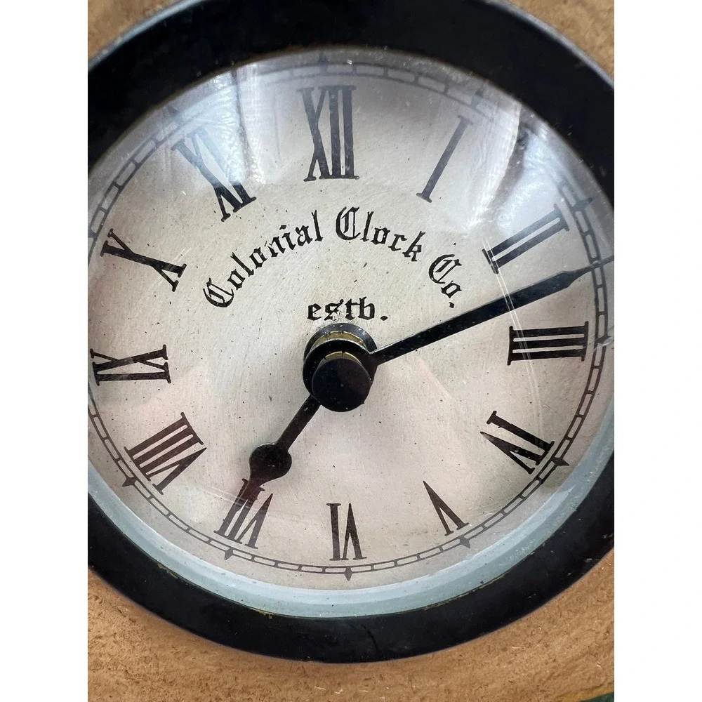 Colonial Clock Co Vintage Style Hand Painted Floral Wood Wall Clock 7 inch